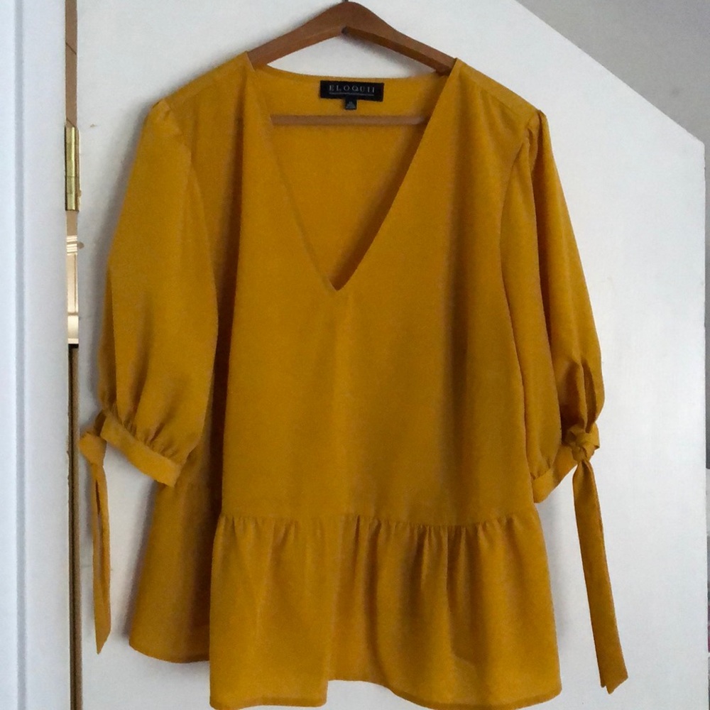 Eloquii - Tie Sleeve Peplum Blouse